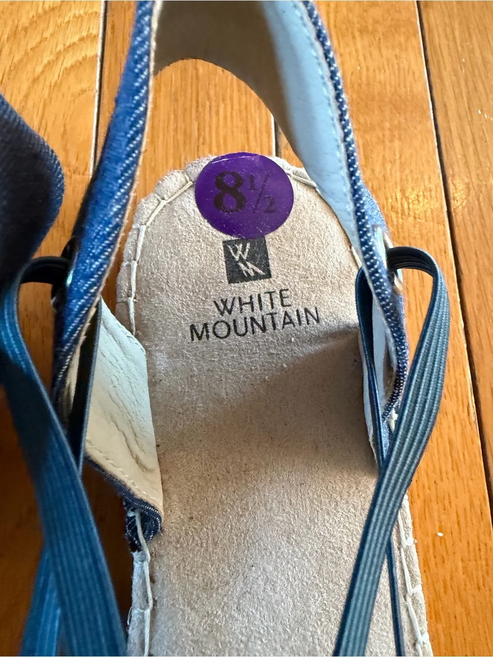 NEW White Mountain Blue Highland Platform Espadrille Denim Sandals Studs Sz 8.5